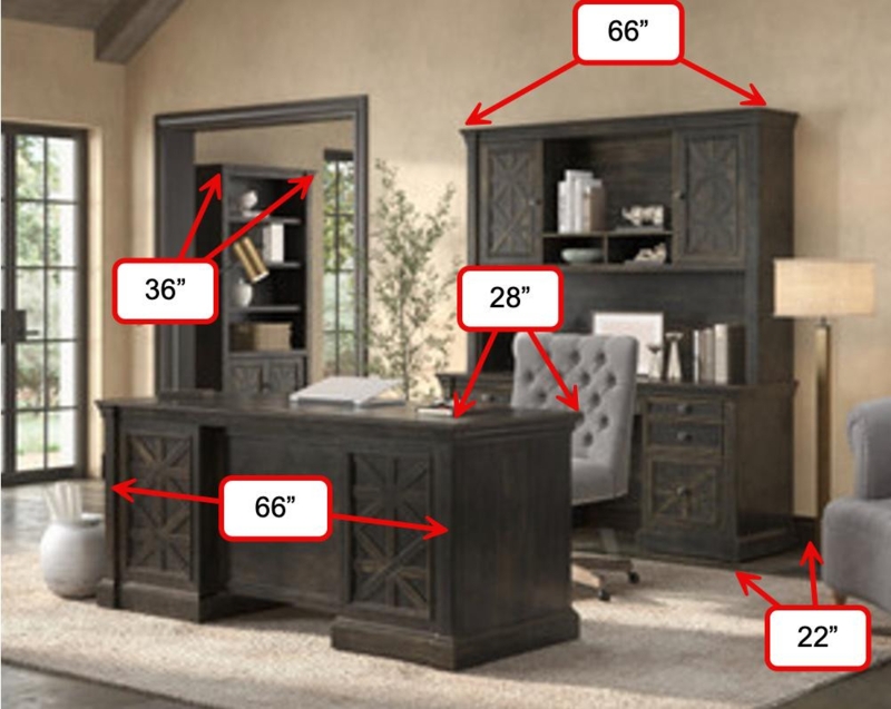 Executive Furniture Set Dark Chocolate Veneer X Pattern Panels