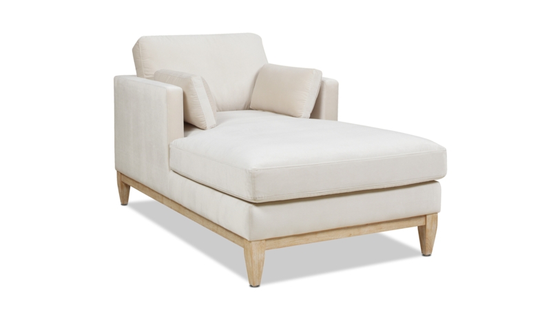 Exposed Wood Chaise Lounge with Left Arm Facing Design