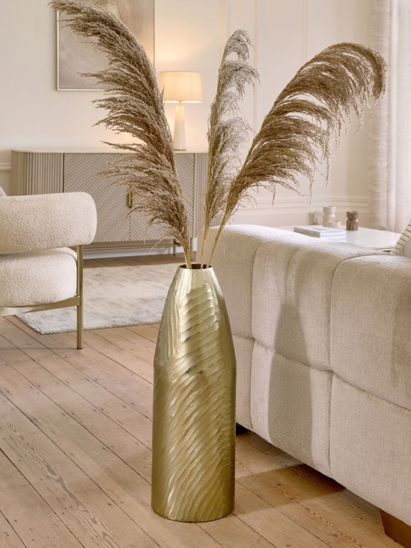 Extra Large Floor Vase Rippled Metallic Texture Accent Piece