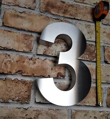 Extra Large House Numbers 12 Inch Brushed Stainless Steel 3D