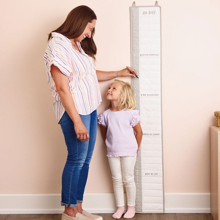 Fabric Growth Chart with Quilted Texture and Motivational Text