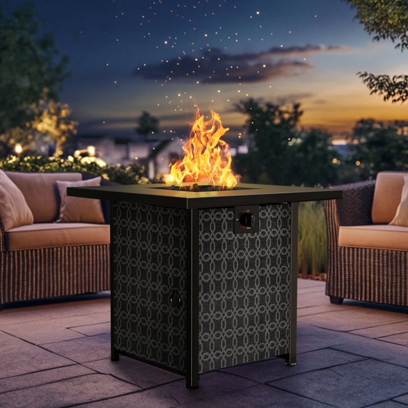 Fire Pit Table Interlocking Circle Motif 50000 Btu Propane
