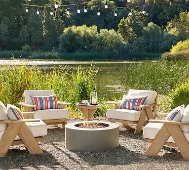 Fire Pit Table Weathered Slate Finish Round Silhouette Propane
