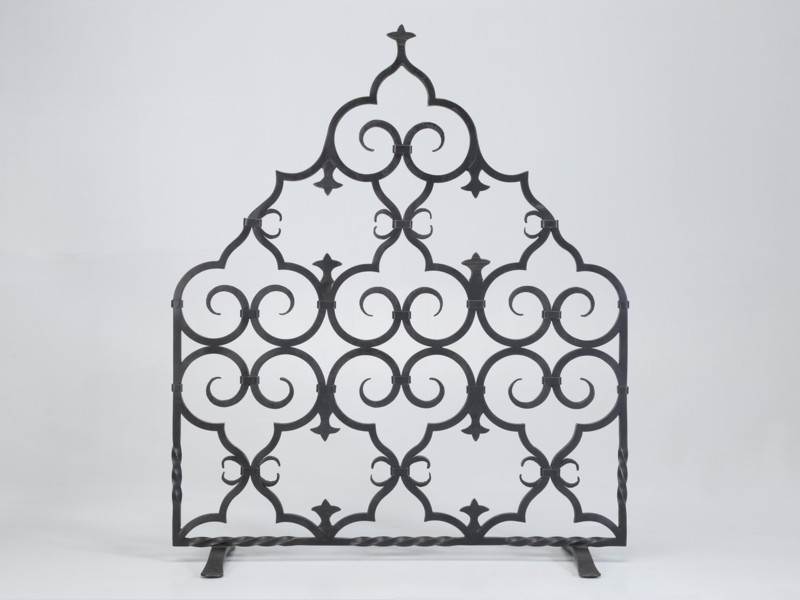 Fireplace Screen Twisted Base Spade Finial Hand Forged Construction