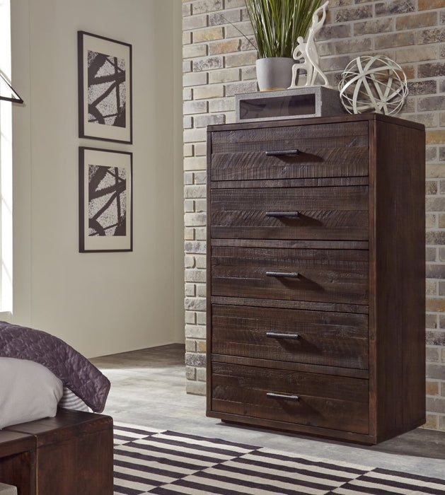 Five Drawer Dresser Rough Sawn Texture Rustic Modern Solid Wood