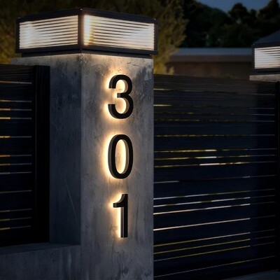 Floating Address Digits, Warm LED Backlit, Modern Minimalist Style