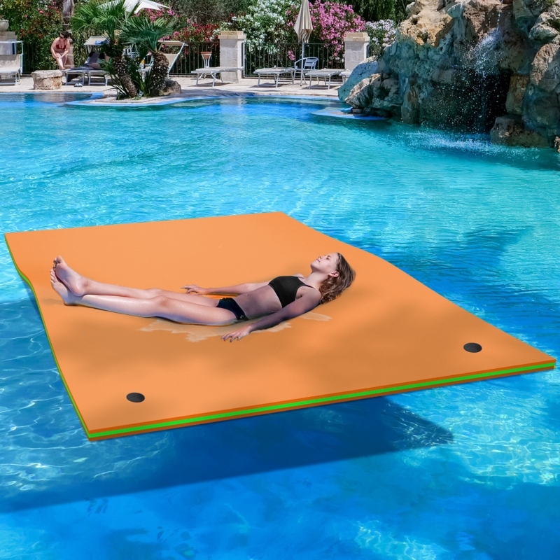 Floating Mat, Orange and Neon Green Accents, Three Layer Construction