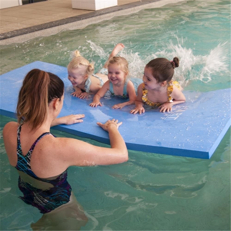 Floating Pool Mat, Bright Blue Foam Raft, Large Rectangular Footprint