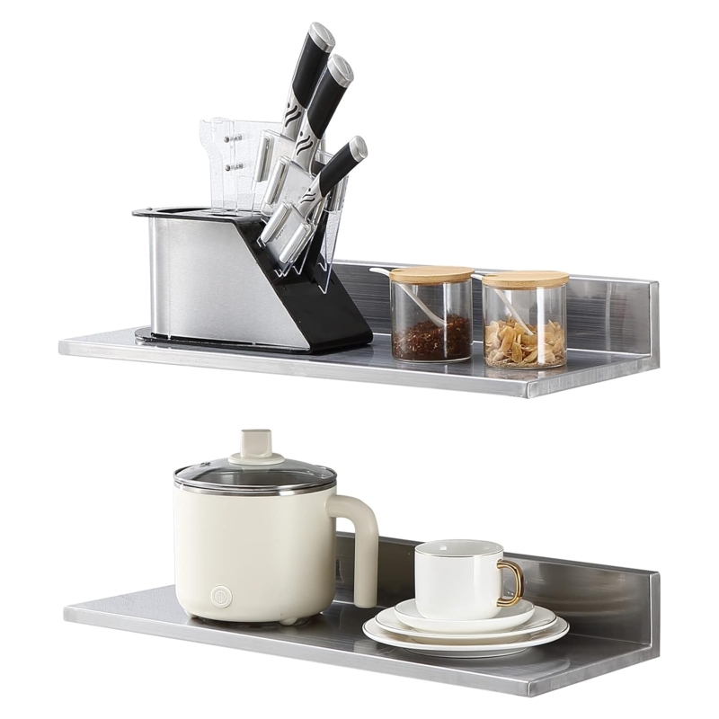 Floating Shelf 2 Pack Integrated Backsplash Rounded Corners Commercial