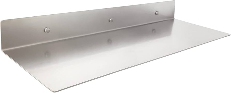 Floating Shelf Brushed Nickel Finish L Shaped Design Slim Profile