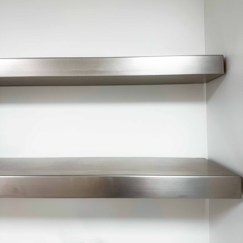 Floating Shelf Brushed Stainless Steel Thick Profile 10 Inch Deep