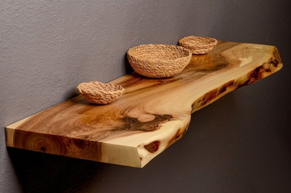 Floating Shelf Live Edge Walnut Wood Slab Natural Knots
