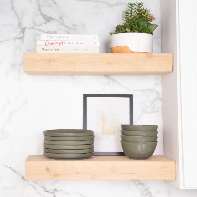 Floating Shelves Alder Wood 3 Inch Thick Profile Kitchen