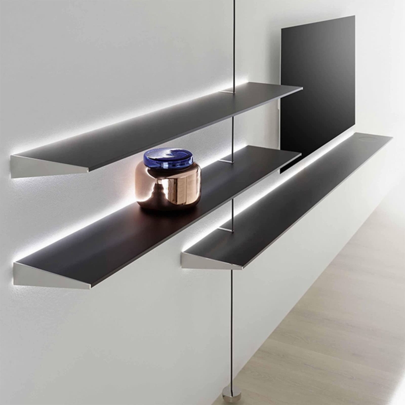Floating Shelves LED Backlighting Slim Profile Vertical Cable Minimalist