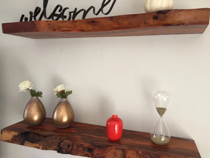 Floating Shelves Thick Live Edge Slab Warm Wood Brown Natural