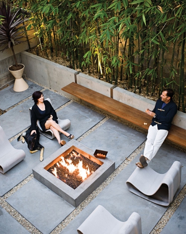 Floating Timber Bench Cantilevered over Gravel Inlay