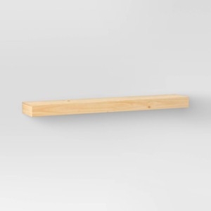 Floating Wood Shelf 36 Inch Natural Matte Finish Visible Knots
