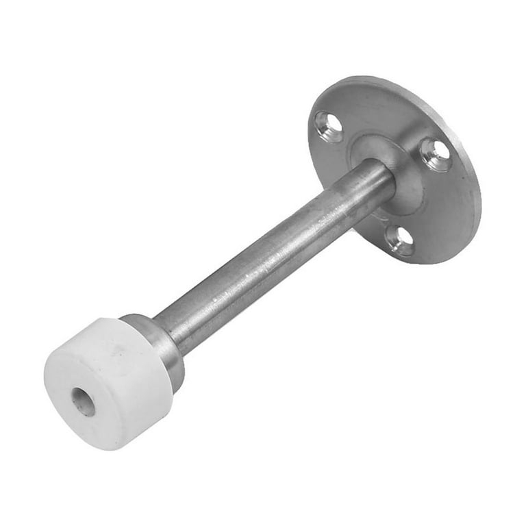 Floor Mounted Door Stop 4 Inch Brushed Silver White Tip Bumper
