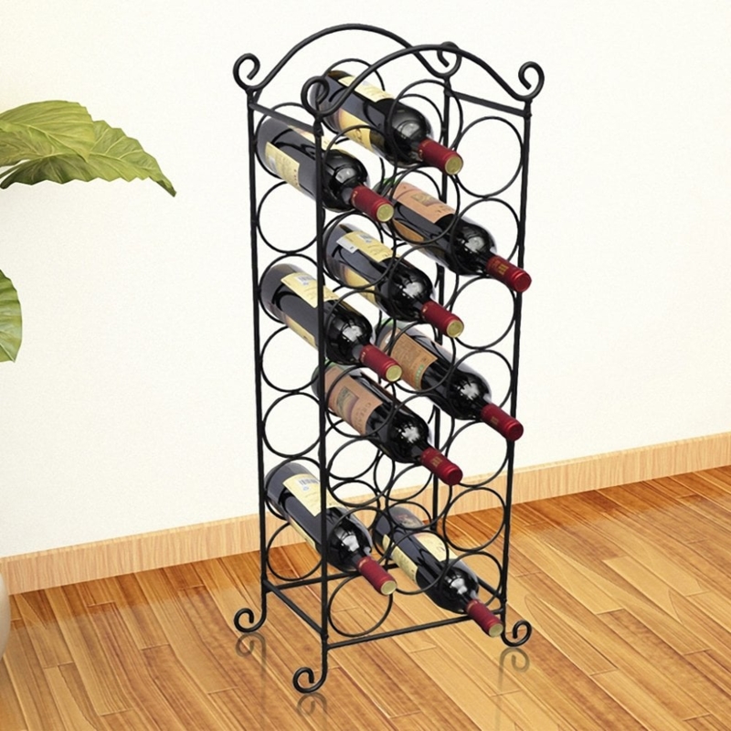 Floor Standing Wine Rack with Traditional Scrolled Metal Detail