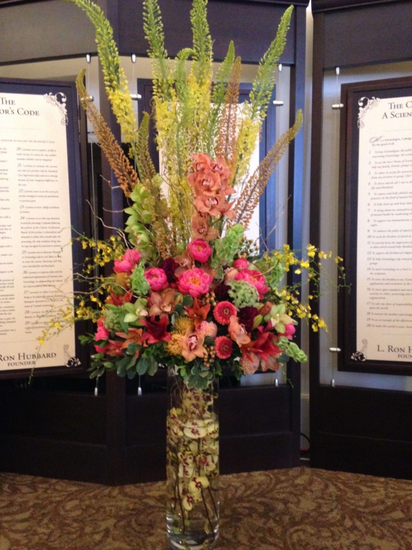 Floral Arrangement: Maximalist Tall Spiked Stems with Submerged Orchids