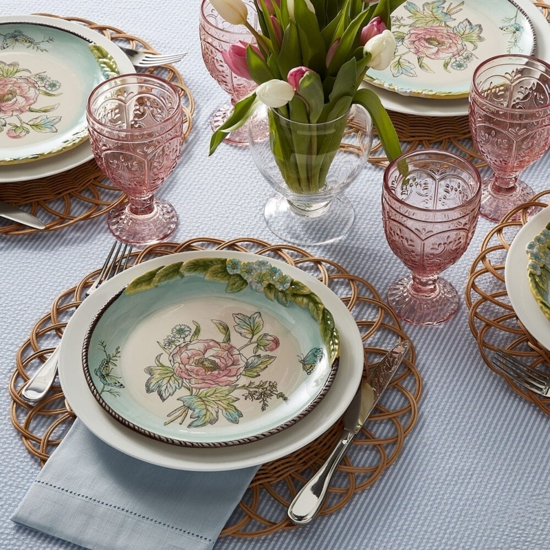 Floral Relief Accent Plate with Butterfly Detail, Scalloped Rim