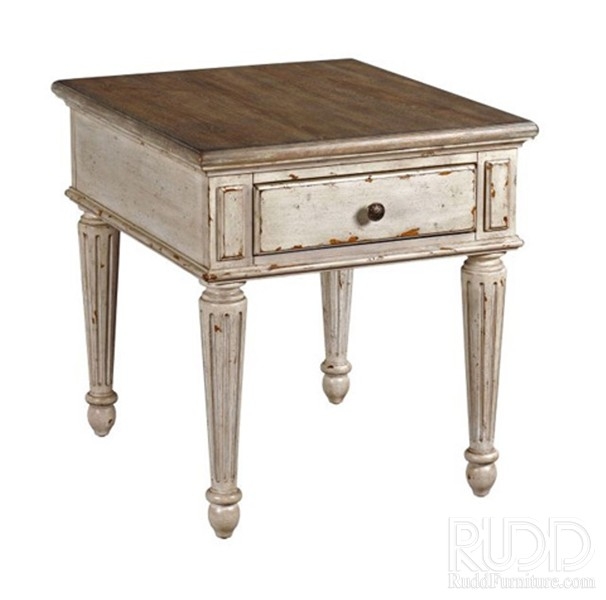 Fluted Leg Accent Table Two Tone Wood Bun Feet