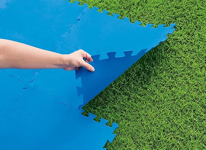 Foam Mat, Cobalt Blue Interlocking Edges, Modular Tiles for Pool Base