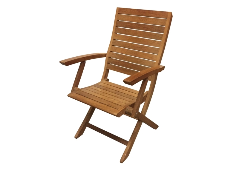 Folding Armchair Coastal Curved Arms X-Frame Natural