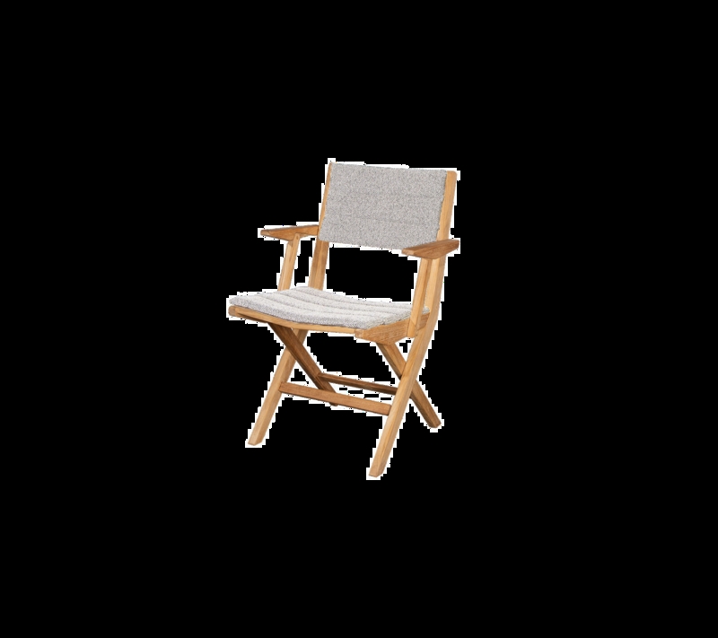 Folding Armchair Danish Grey Upholstered Wood Frame X-Legs