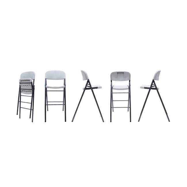 Folding Barstool Charcoal Grey Metal A-Frame Base Integrated Handle