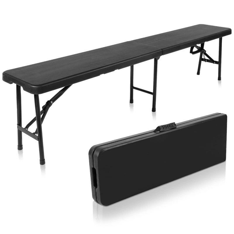 Folding Bench Matte Black Plastic Bi-Fold Top Safety Locking Rings