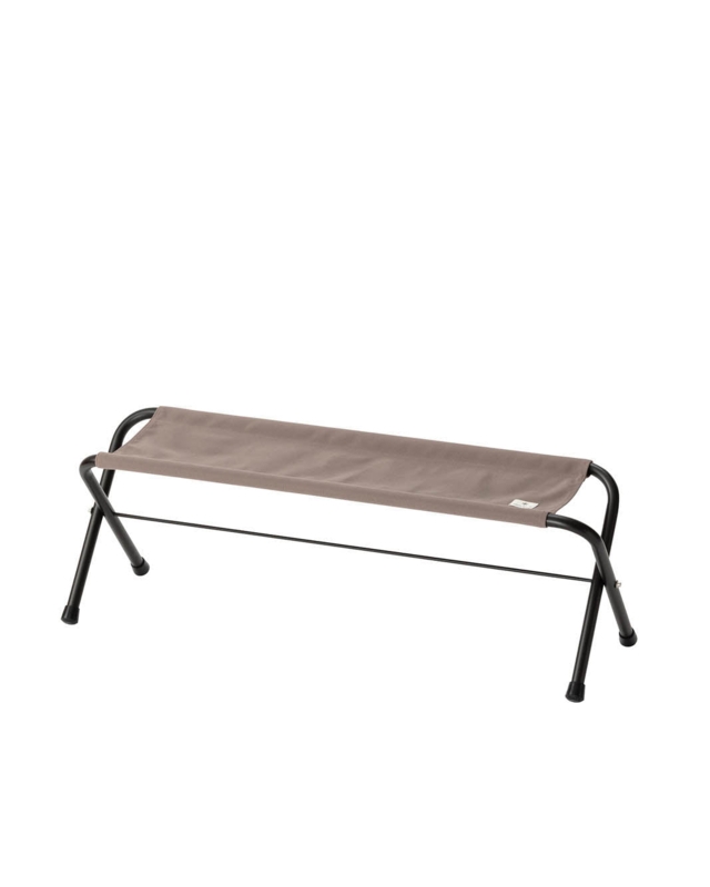 Folding Bench Taupe Gray Fabric Upholstered X-Frame Base Minimalist
