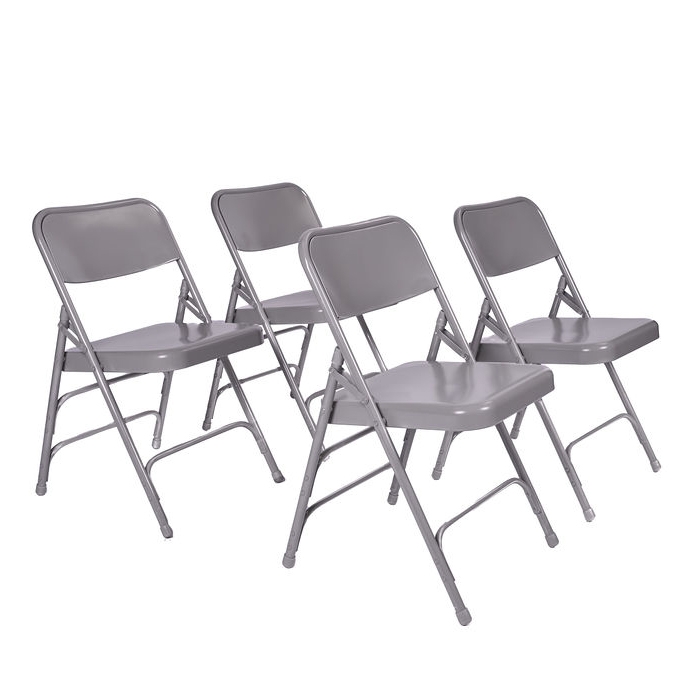 Folding Chair 500 lb Capacity, Gray Powder Coat, Industrial Heavy Duty