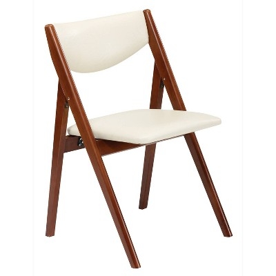 Folding Chair A-Frame Profile with Padded Cream Seat and Backrest