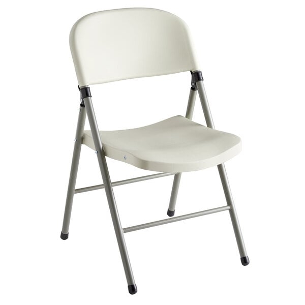 Folding Chair Almond Plastic Seat, Sage Gray Legs, Charcoal Frame