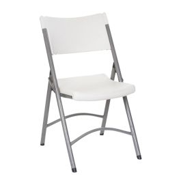 Folding Chair Arched Support Bar, Wide Seat, Crisp White Plastic