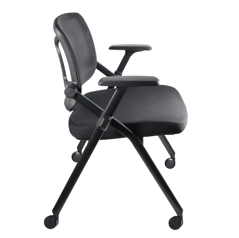 Folding Chair Curved Ergonomic Back Rolling Casters Mesh Back