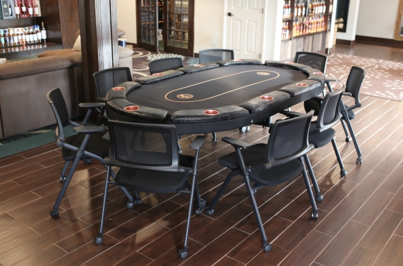 Folding Chair Mobile Casters Mesh Back Professional Poker Setup