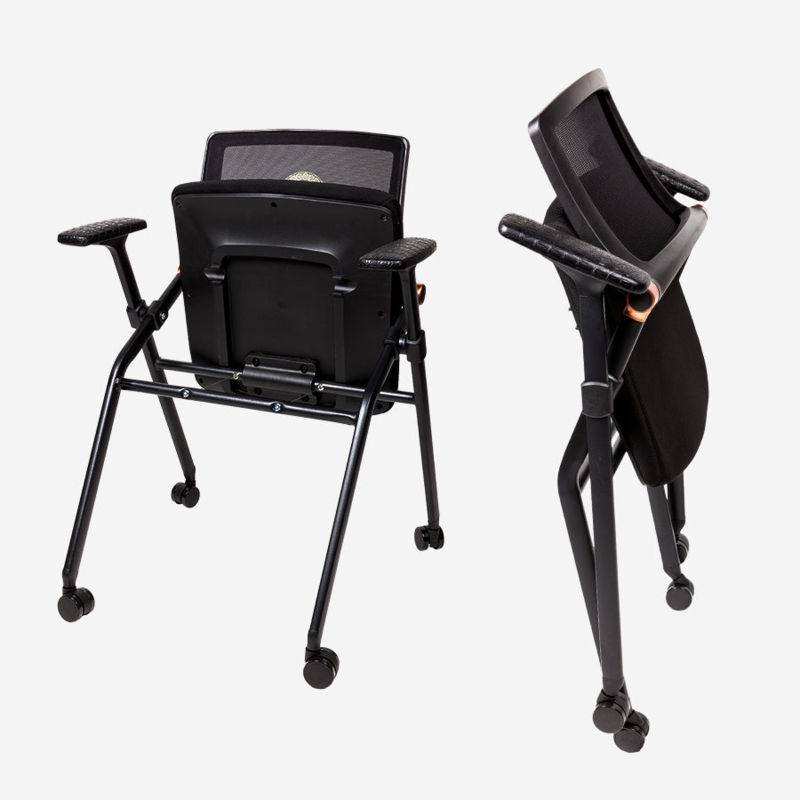 Folding Chair Space Saving Copper Accents Mesh Back Mobile Seat