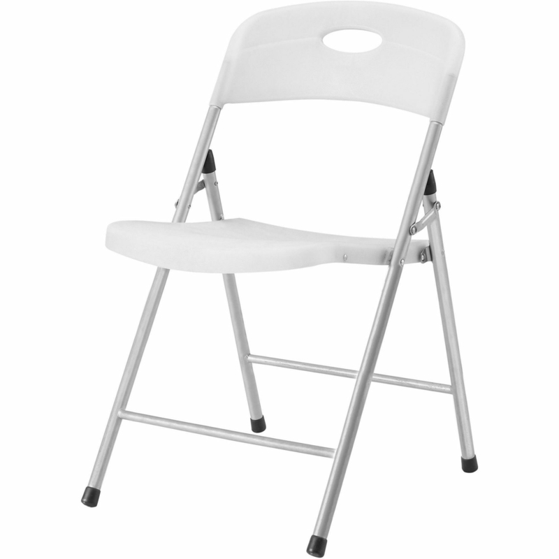 Folding Chair Translucent Seat, Silver Metallic Frame, Integrated Handle