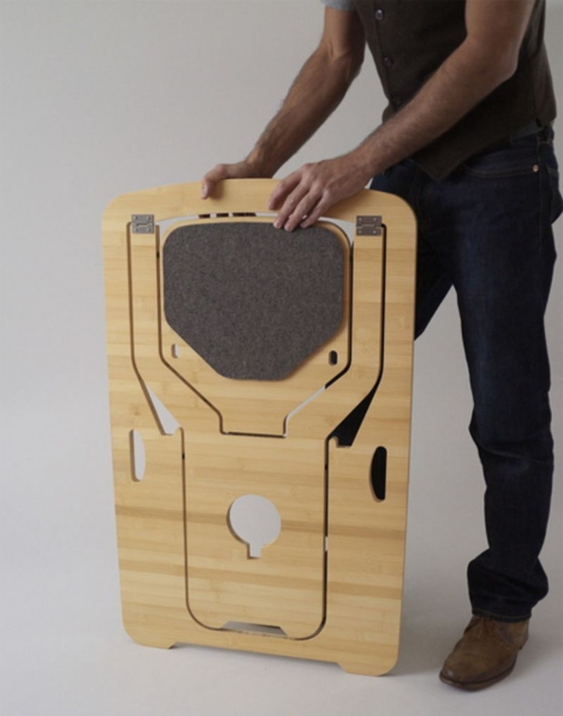 Folding Chair Ultra Slim Profile Flat Pack Design with Felt Inlay
