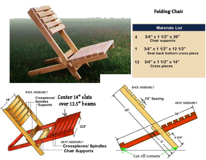 Folding Chair Unfinished Wood Open Back Slatted Seat Rustic DIY
