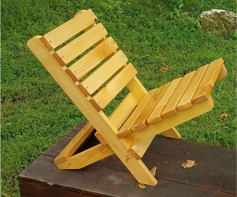 Folding Chair Visible Fasteners Slatted Seat Interlocking Rustic DIY