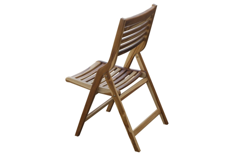 Folding Dining Chair Slatted Teak Design for Indoor Outdoor Use