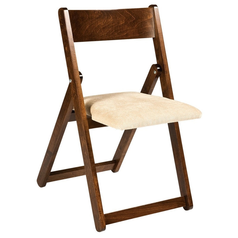 Folding Dining Chair Walnut Finish Padded Upholstered Seat