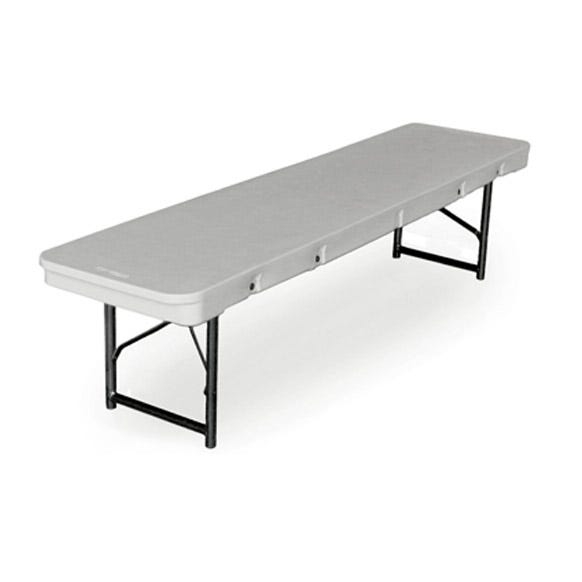 Folding Utility Bench Light Gray Top Tubular Frame Industrial