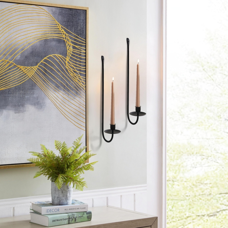 Forged Iron Appearance Wall Sconces with Slim J-Hook Profile