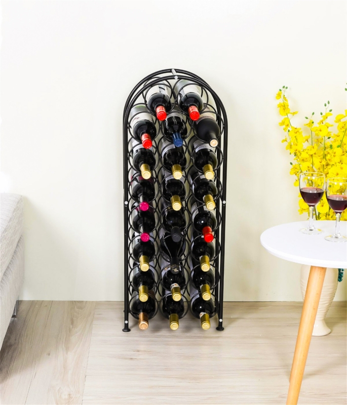 Freestanding Arched Wine Rack in Matte Black with 23 Bottle Capacity