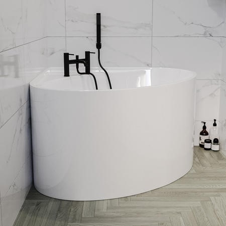Freestanding Double Ended Small Round Corner Bath 1000 x 1000mm - Malta -  Better Bathrooms