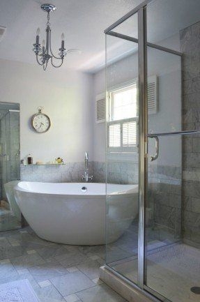 Freestanding Oval Bathtub in Transitional Bathroom Design